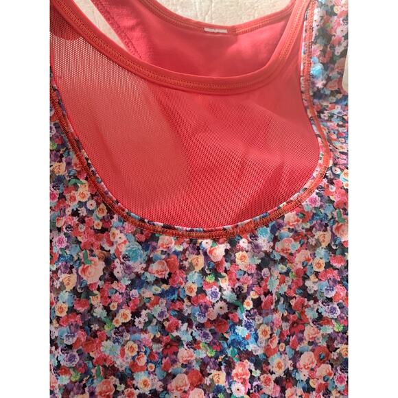 Lululemon mesh with me salmon pink floral racer back print woman’s size 6 dot - Picture 3 of 7
